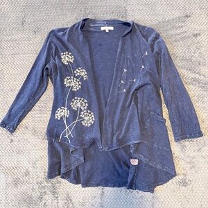 Jess & Jane 100% Cotton Dandelion Print Cardigan in Blue Size Large
